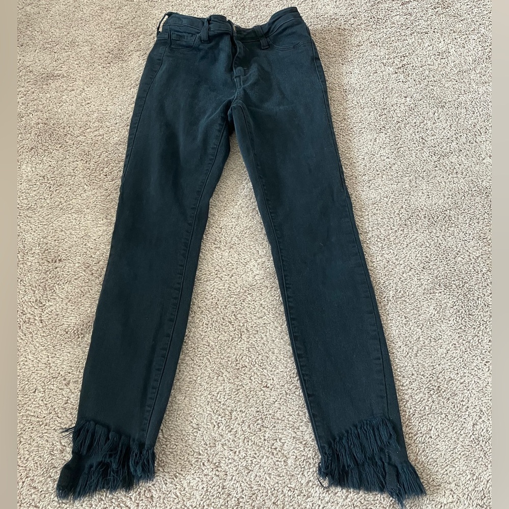 Cello Black Skinny Jeans with Frayed Hem